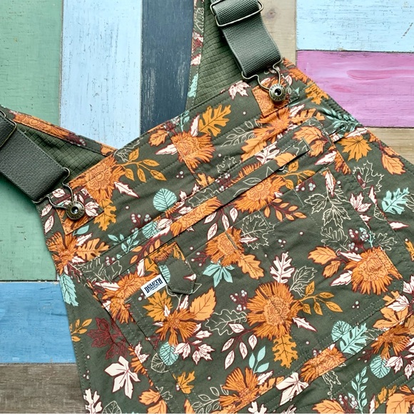 NWT Duluth Large x29”L Heirloom Gardening Lined Bib Overalls Loden Autumn Leaves - Picture 3 of 10